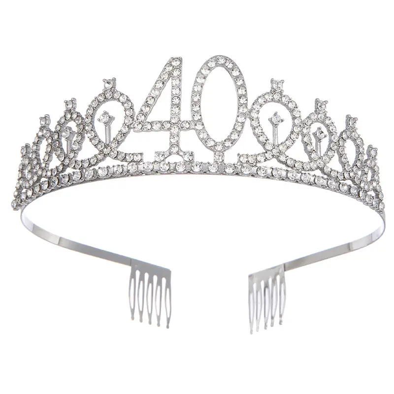 Roses Gold Rhinestone Digital Crown Hairband for Birthday Party - Image 5
