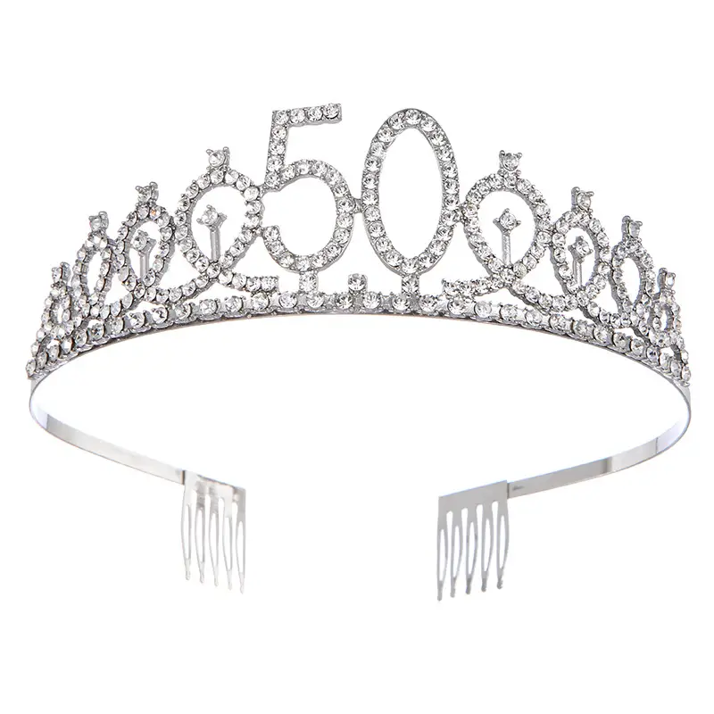 Roses Gold Rhinestone Digital Crown Hairband for Birthday Party - Image 8