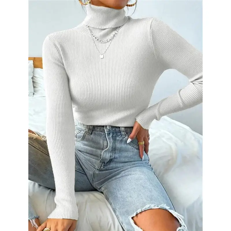 Black Knitted Turtleneck Sweater for Women - Image 62