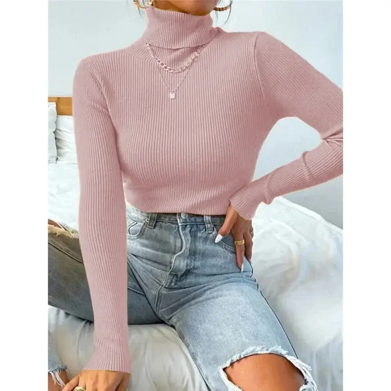 Black Knitted Turtleneck Sweater for Women - Image 15