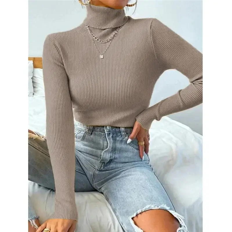 Black Knitted Turtleneck Sweater for Women - Image 24