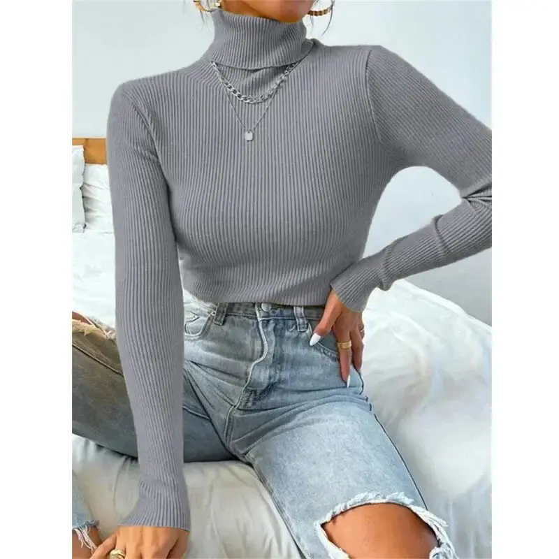 Black Knitted Turtleneck Sweater for Women - Image 9