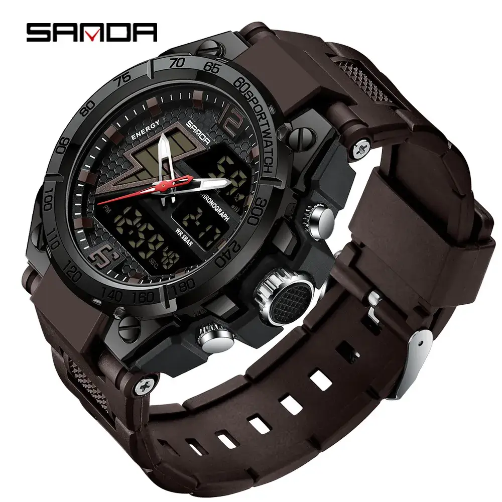 Sanda's Dual Display Sports Watch with Green Digital Display - Image 21