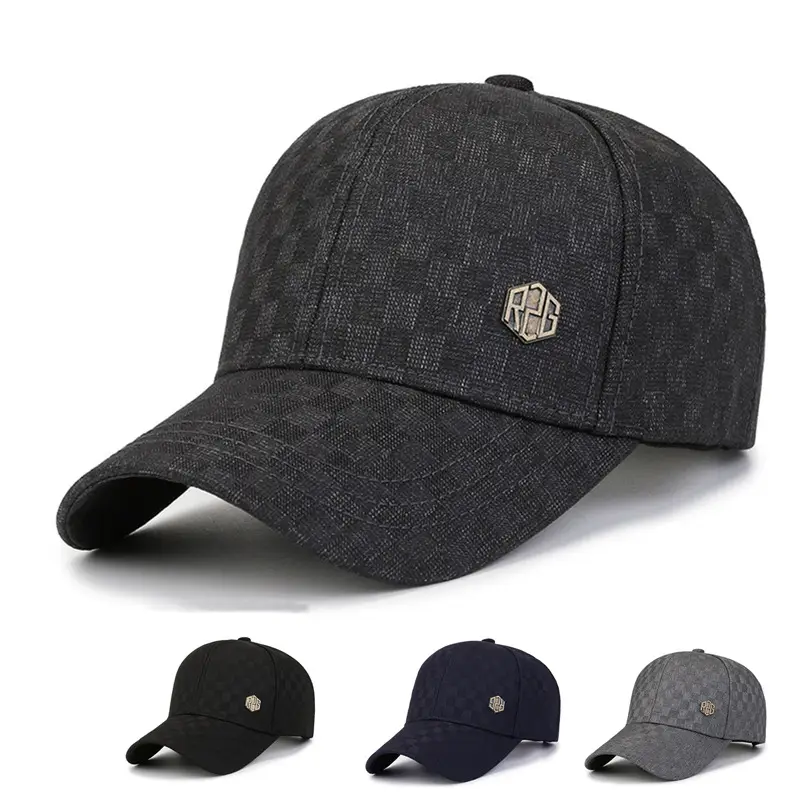 Navy Blue Fleece Cap with Logo for Men