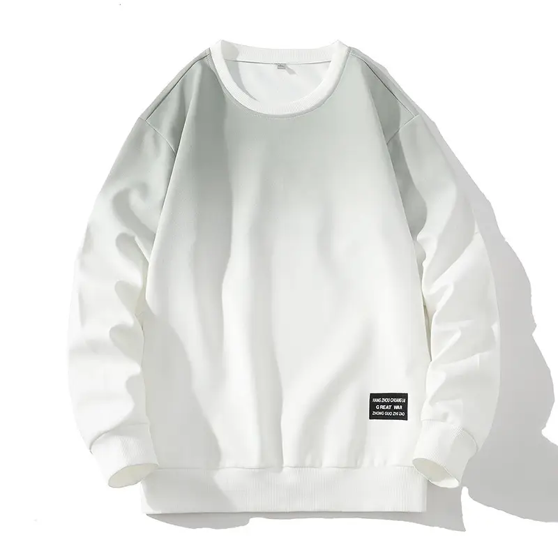 Men's Gradient Blue White Sweatshirt Round Neck Long Sleeve - Image 8