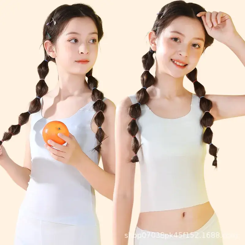 Girls Cotton Anti-Bump Vest White Sleeveless - Image 12