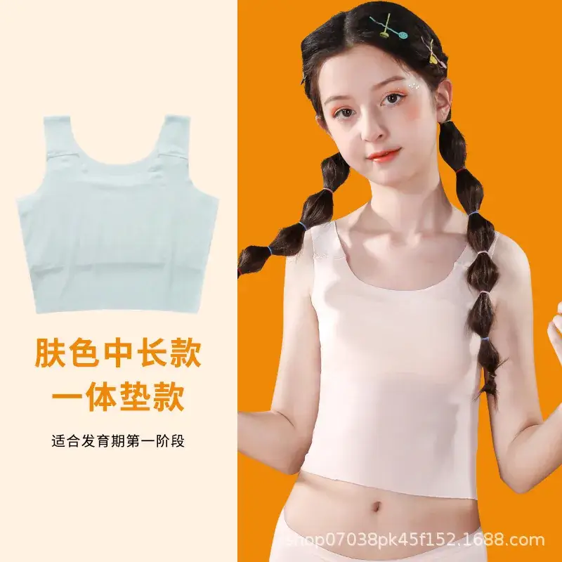 Girls Cotton Anti-Bump Vest White Sleeveless - Image 3
