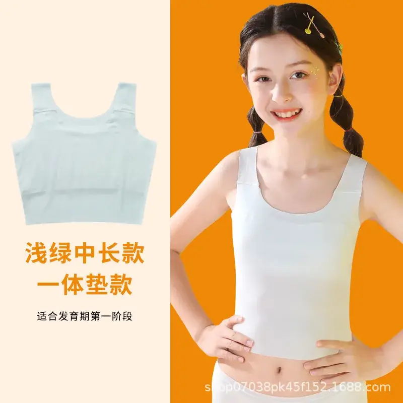 Girls Cotton Anti-Bump Vest White Sleeveless - Image 5