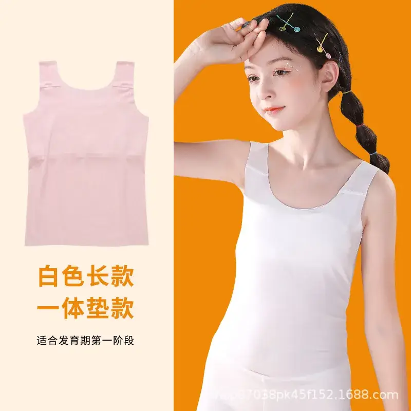 Girls Cotton Anti-Bump Vest White Sleeveless - Image 6