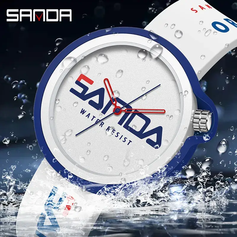 Sanda Water Resistant Silicone Watch for Men Women - Image 6