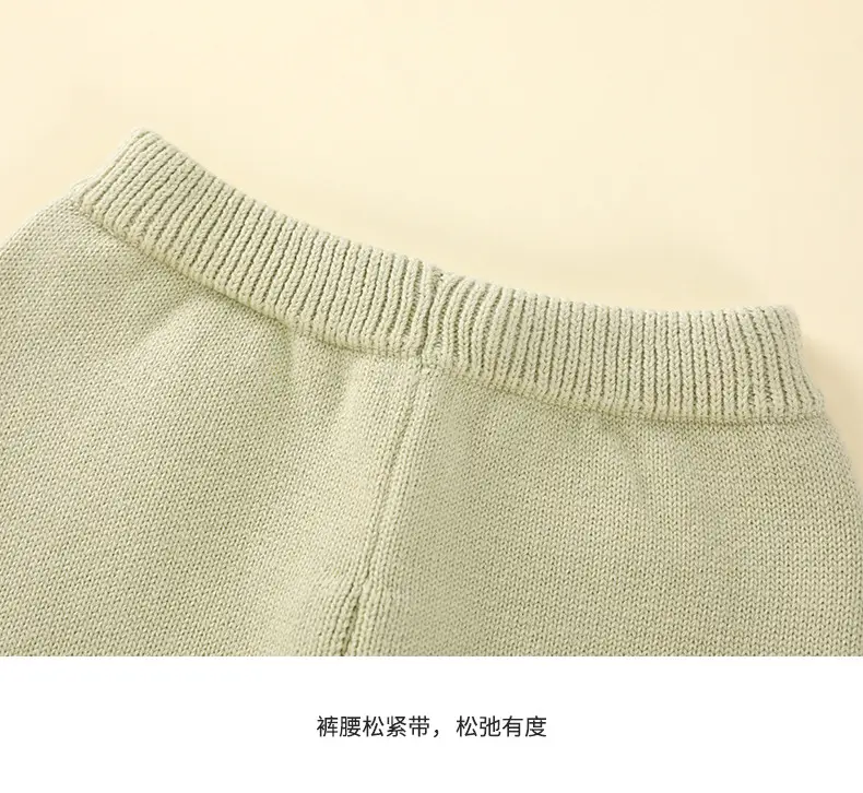 Baby Sweater Set Cream Green Round Neck Cardigan Coat — feature 14