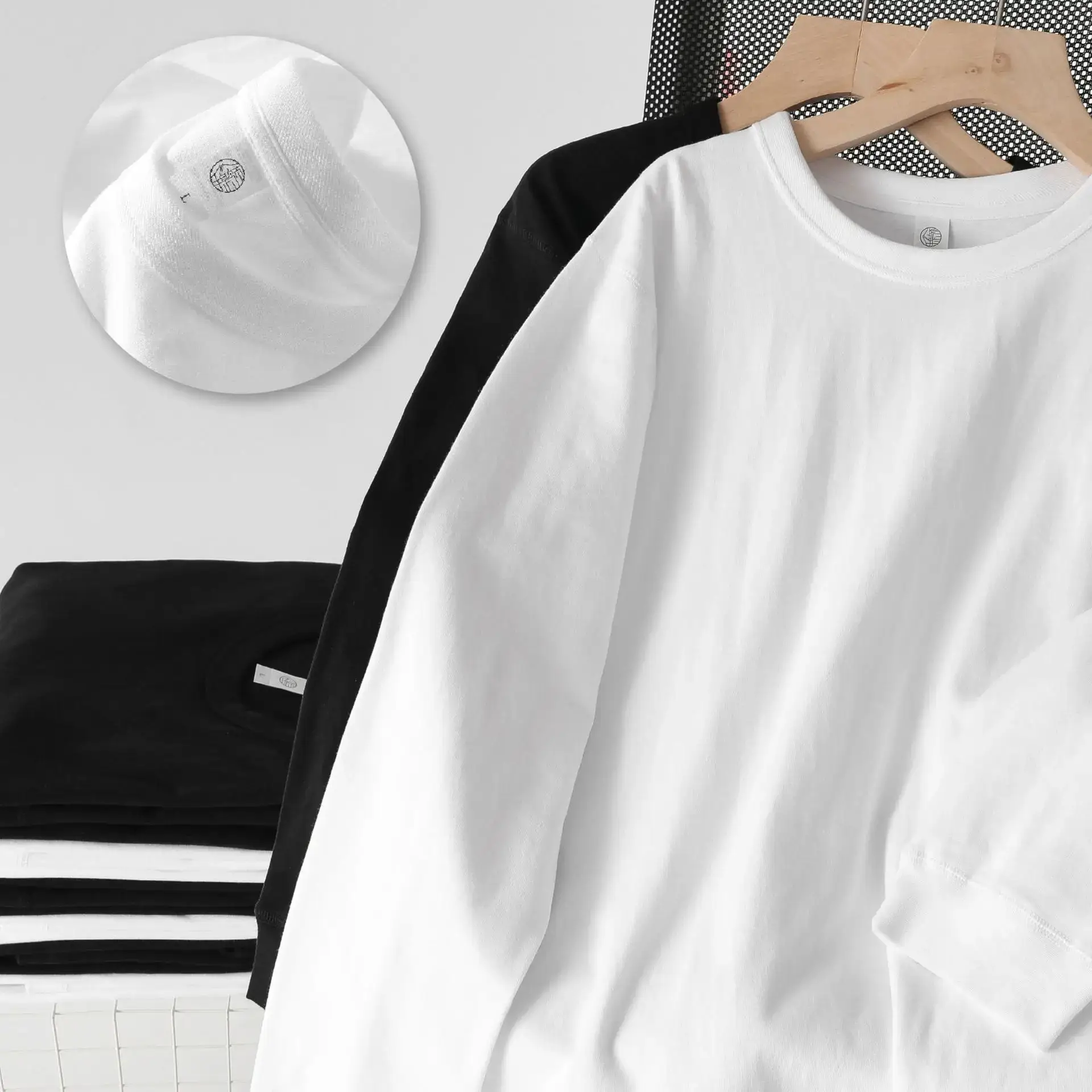 Men White Cotton Long Sleeve Crewneck T-Shirt - Image 5