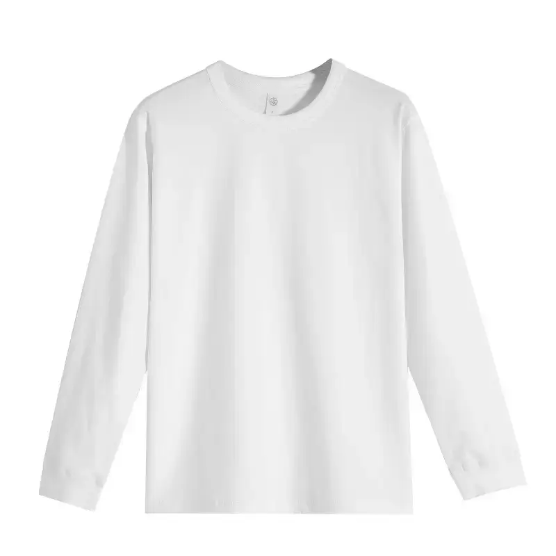 Men White Cotton Long Sleeve Crewneck T-Shirt - Image 7
