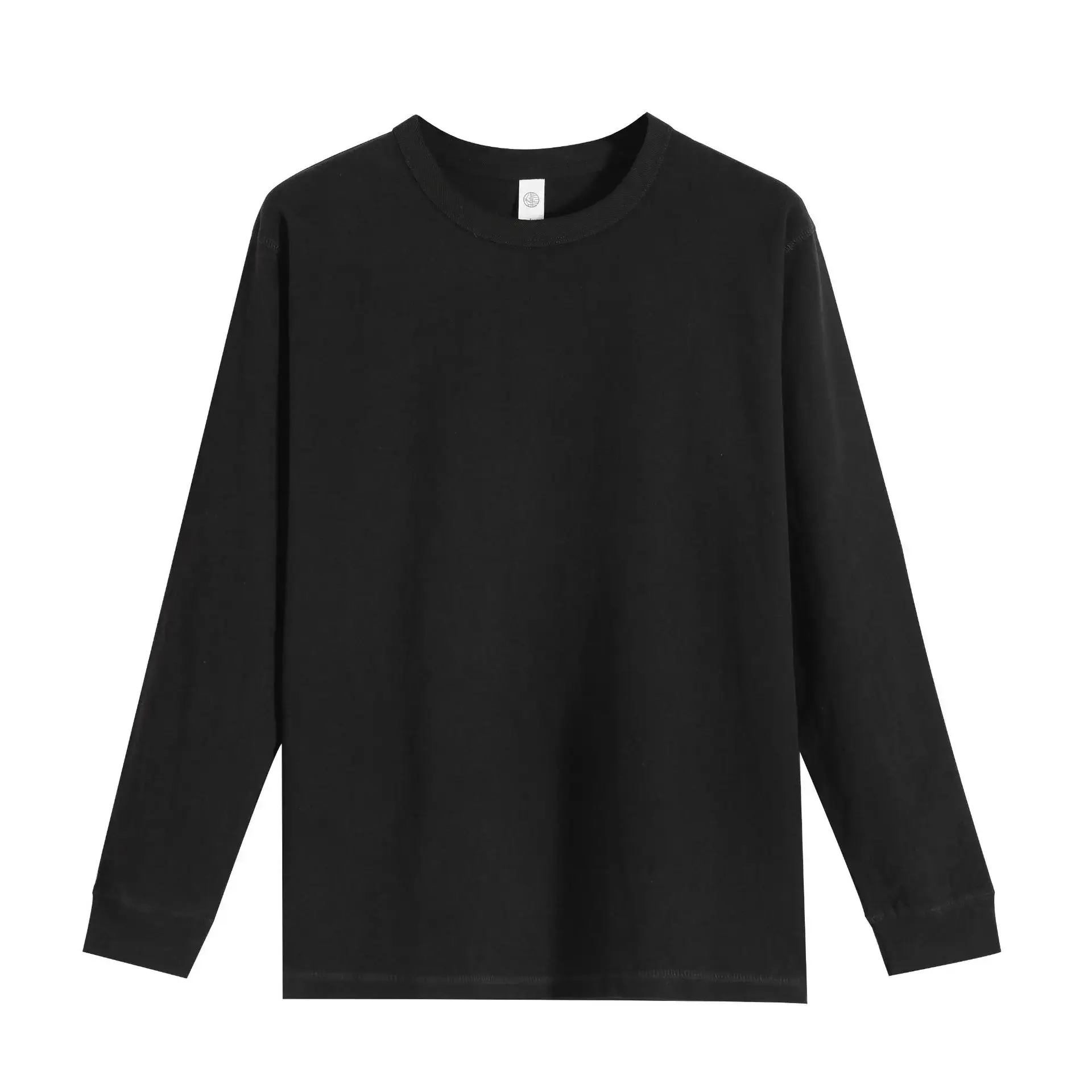Men White Cotton Long Sleeve Crewneck T-Shirt - Image 2