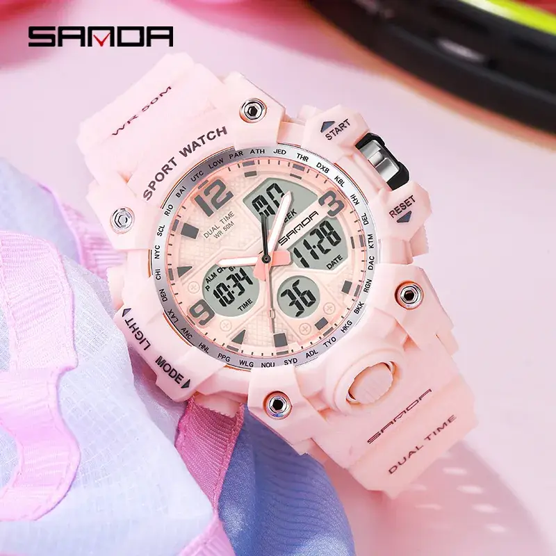 Sanda Sport Watch Black Waterproof Digital Display - Image 79
