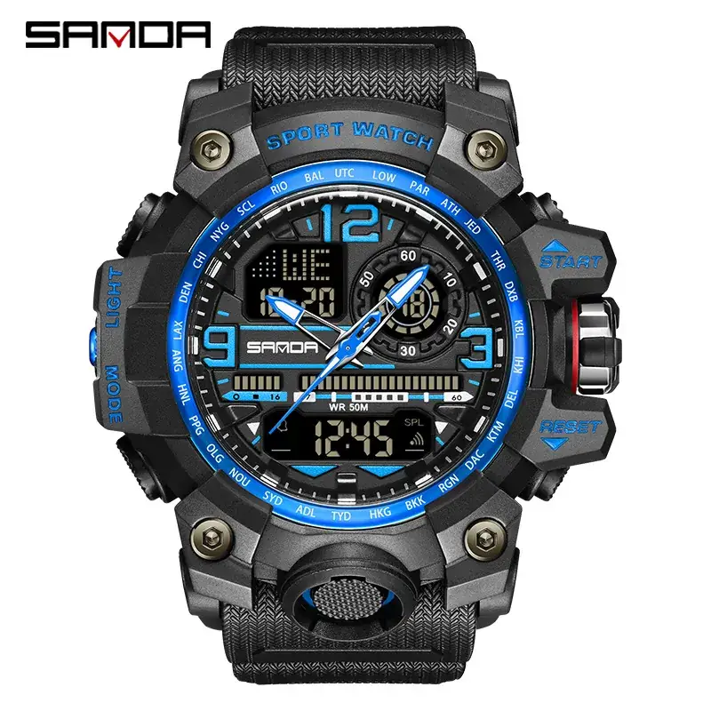 Sanda Sport Watch Black Waterproof Digital Display - Image 25