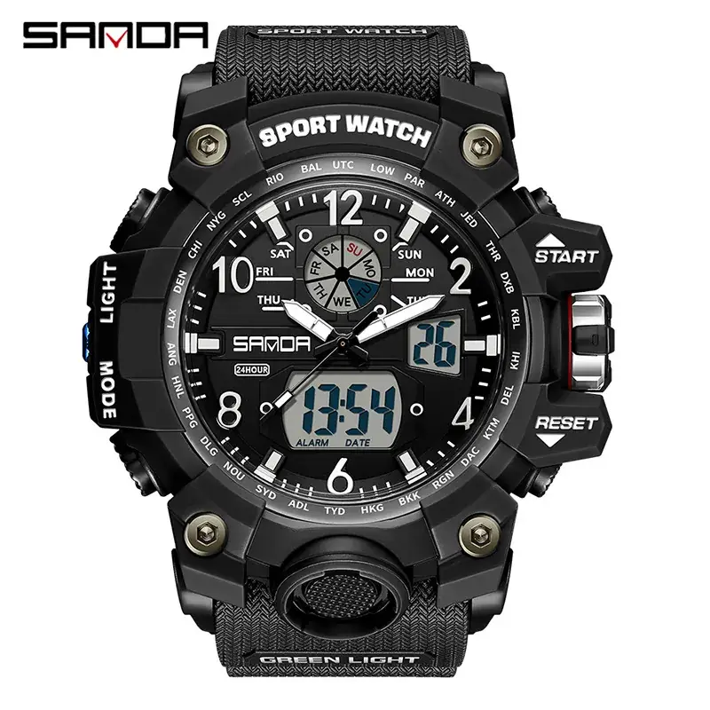 Sanda Sport Watch Black Waterproof Digital Display - Image 71