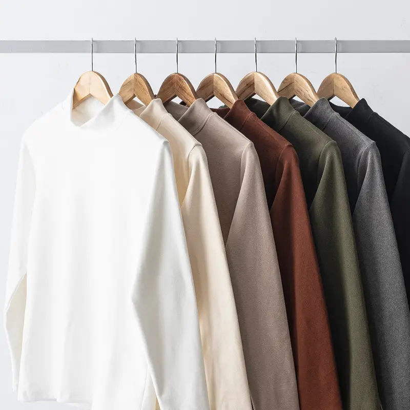 Men's Beige Velvet Long Sleeve T-Shirt - Image 6