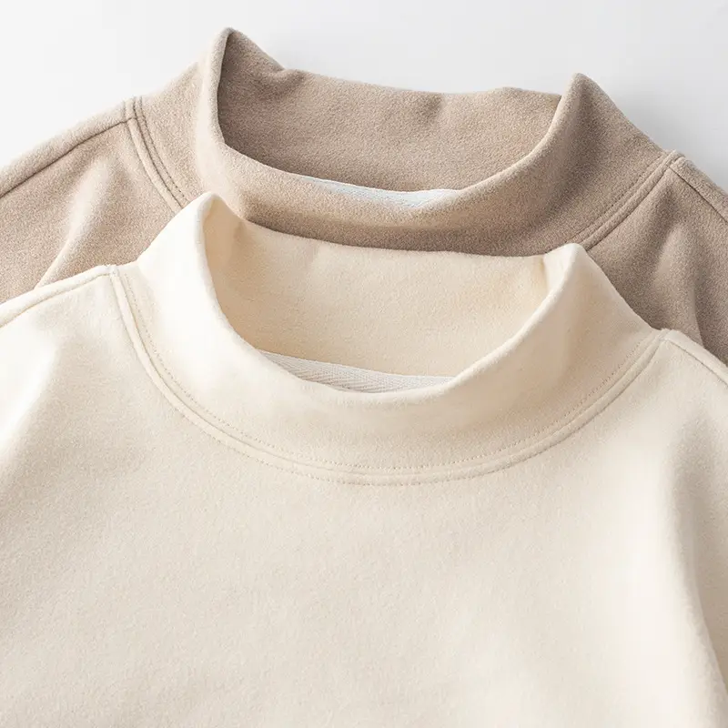 Men's Beige Velvet Long Sleeve T-Shirt - Image 9