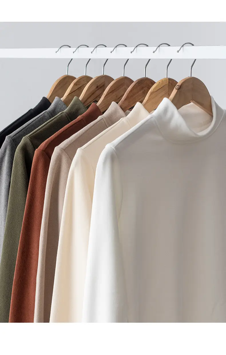 Men's Beige Velvet Long Sleeve T-Shirt — feature 13