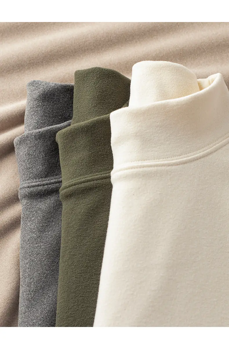 Men's Beige Velvet Long Sleeve T-Shirt — feature 9