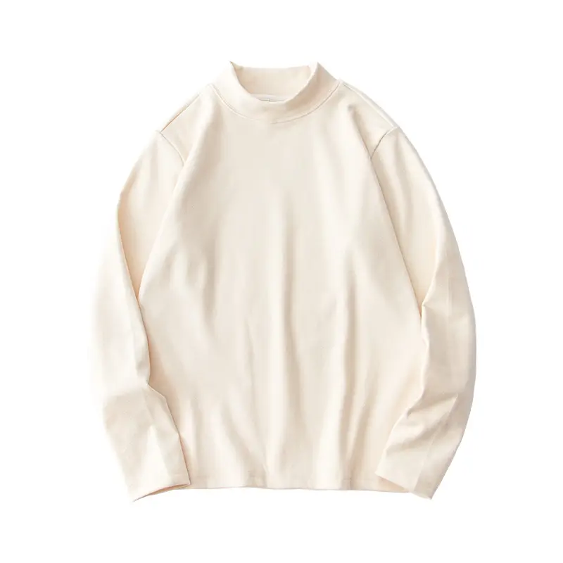 Men's Beige Velvet Long Sleeve T-Shirt - Image 5
