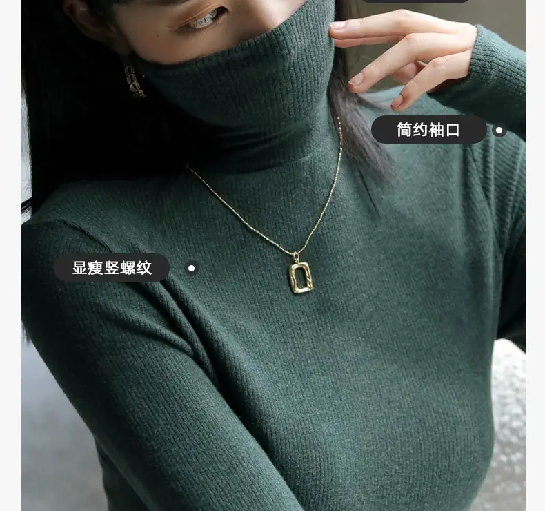 Women Long-Sleeve Slim Fit Sweater Top Black Knit Autumn Winter — feature 13