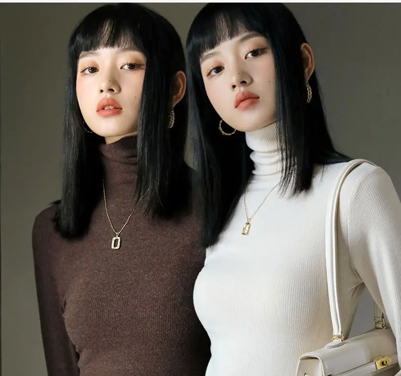 Women Long-Sleeve Slim Fit Sweater Top Black Knit Autumn Winter — feature 15