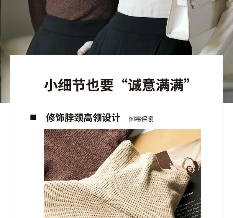 Women Long-Sleeve Slim Fit Sweater Top Black Knit Autumn Winter — feature 16