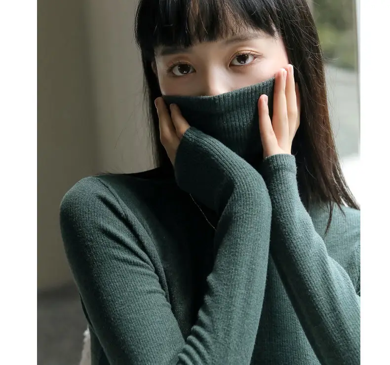 Women Long-Sleeve Slim Fit Sweater Top Black Knit Autumn Winter — feature 22