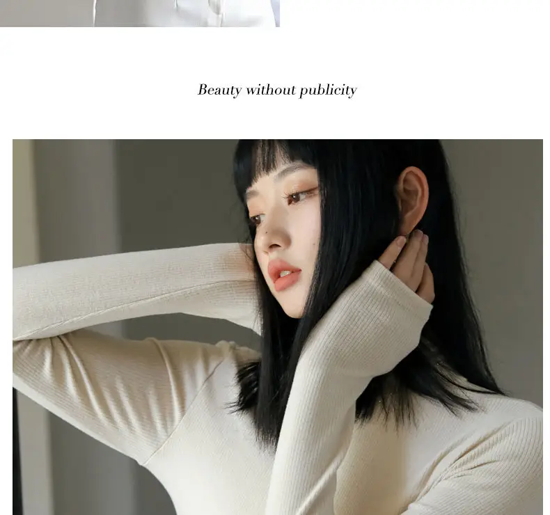 Women Long-Sleeve Slim Fit Sweater Top Black Knit Autumn Winter — feature 24