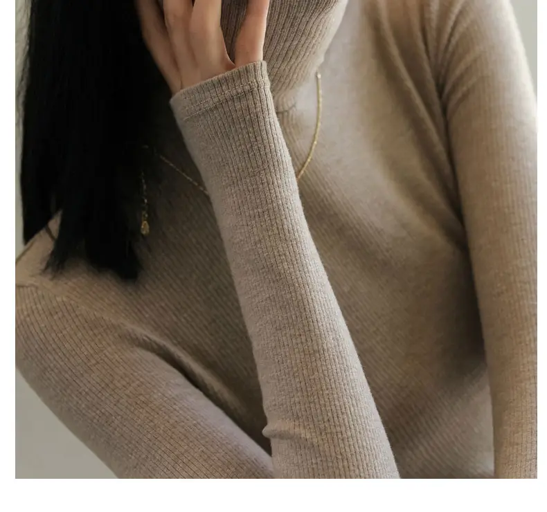 Women Long-Sleeve Slim Fit Sweater Top Black Knit Autumn Winter — feature 28