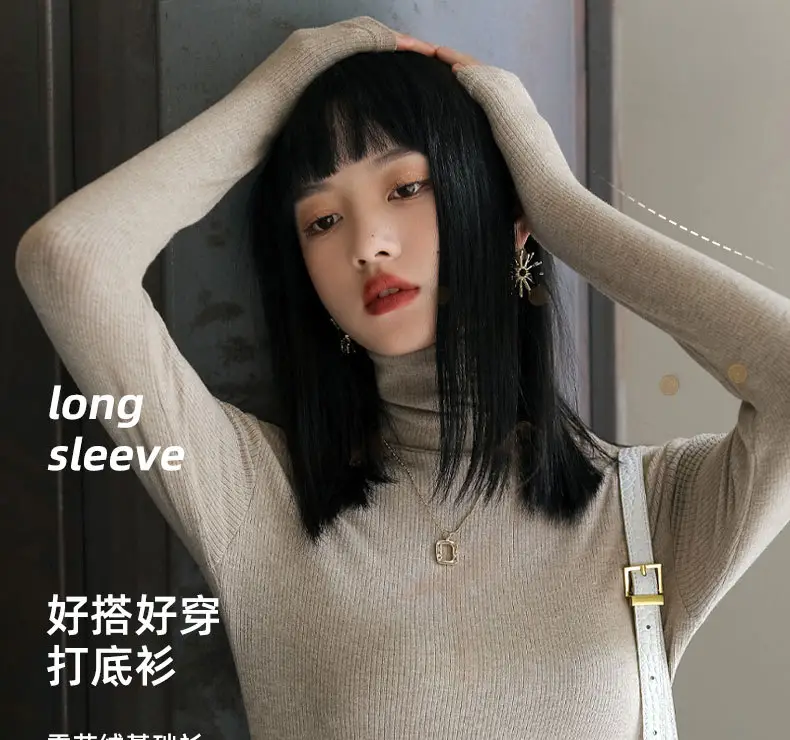 Women Long-Sleeve Slim Fit Sweater Top Black Knit Autumn Winter — feature 3