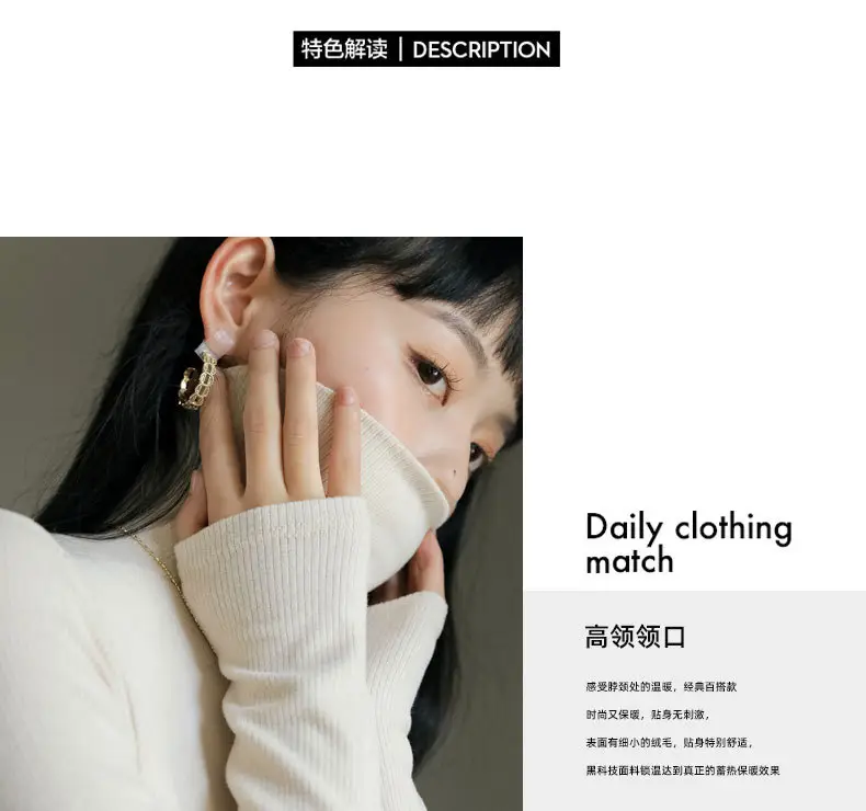 Women Long-Sleeve Slim Fit Sweater Top Black Knit Autumn Winter — feature 7