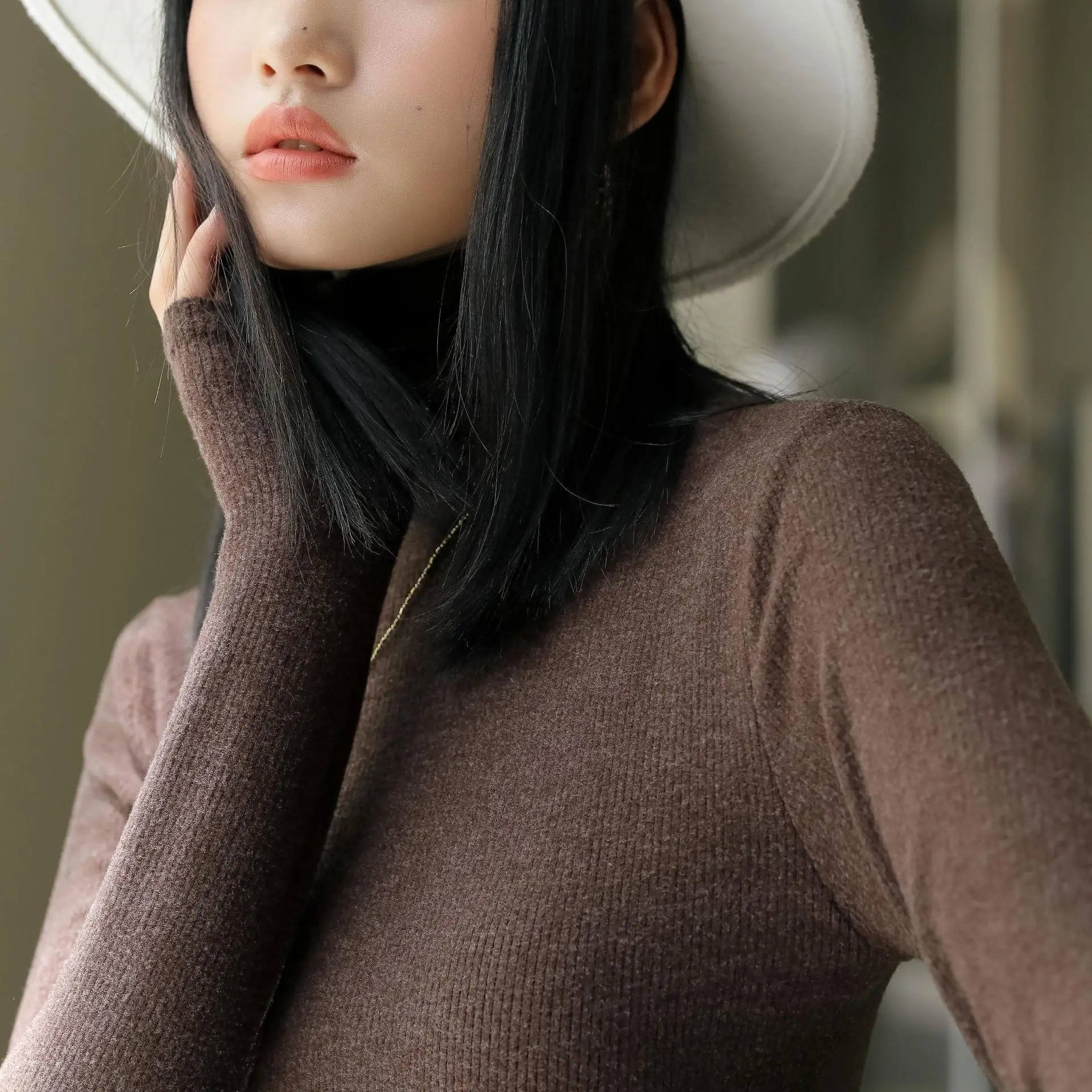 Women Long-Sleeve Slim Fit Sweater Top Black Knit Autumn Winter - Image 3