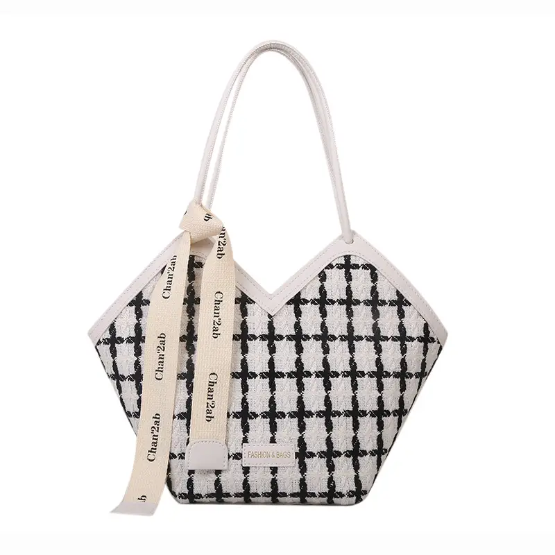 Women Textured Plaid Shoulder Bag 2026 Spring Summer - Image 7