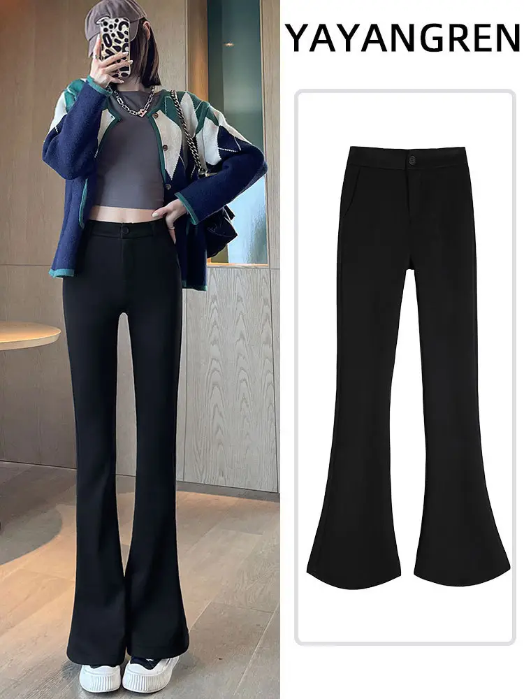 Women Micro-Flared High Waist Pants Black Spring Autumn 2025 - Image 3