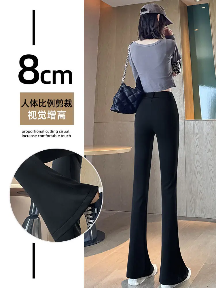 Women Micro-Flared High Waist Pants Black Spring Autumn 2025 - Image 5