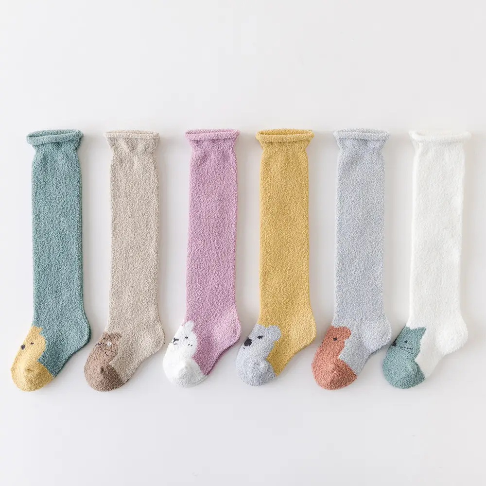 2022 Baby Socks Curling Cartoon Coral Fleece Pink - Image 8