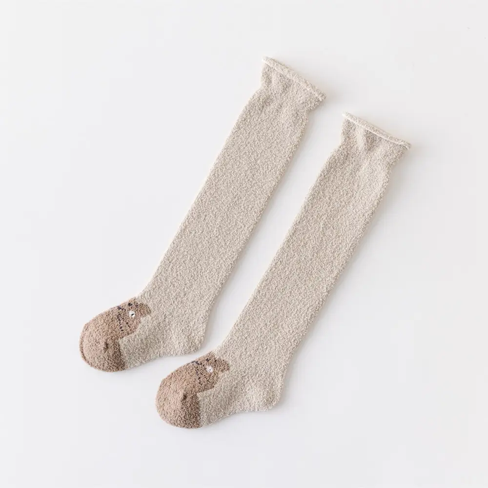 2022 Baby Socks Curling Cartoon Coral Fleece Pink - Image 2