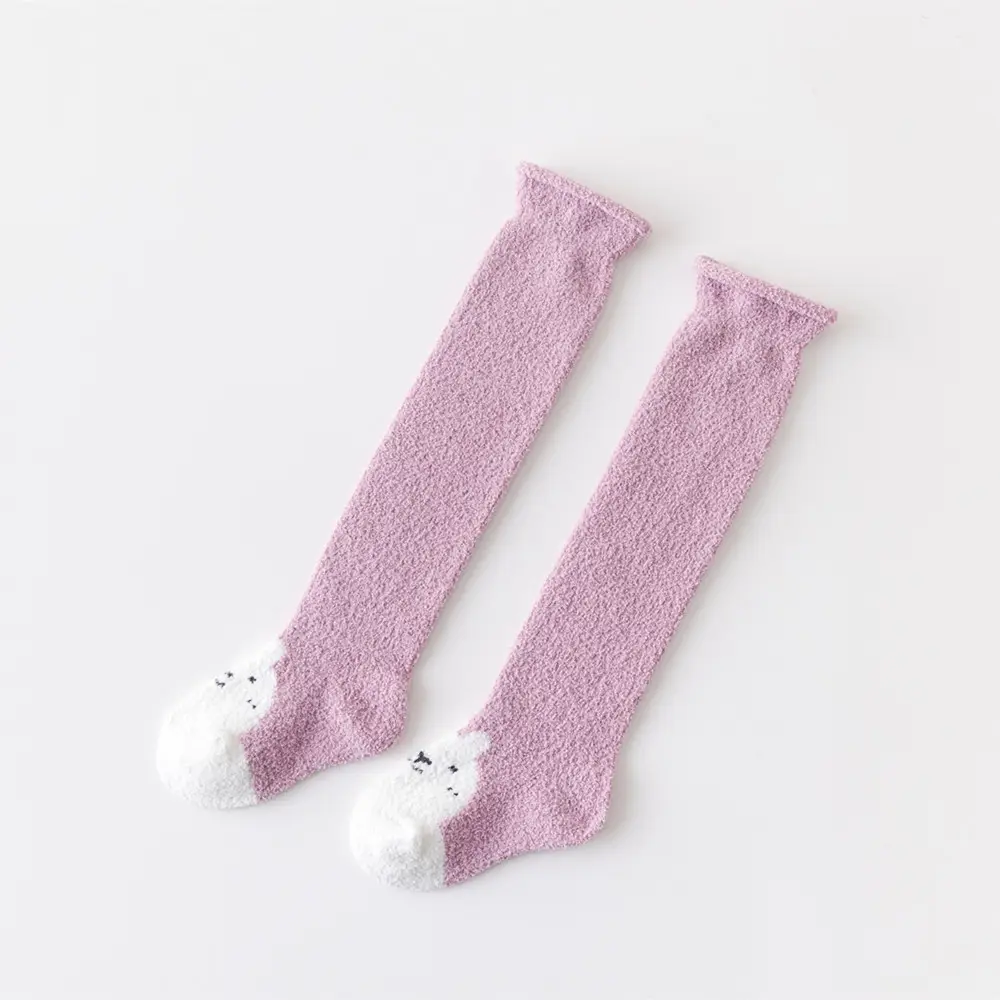 2022 Baby Socks Curling Cartoon Coral Fleece Pink - Image 3
