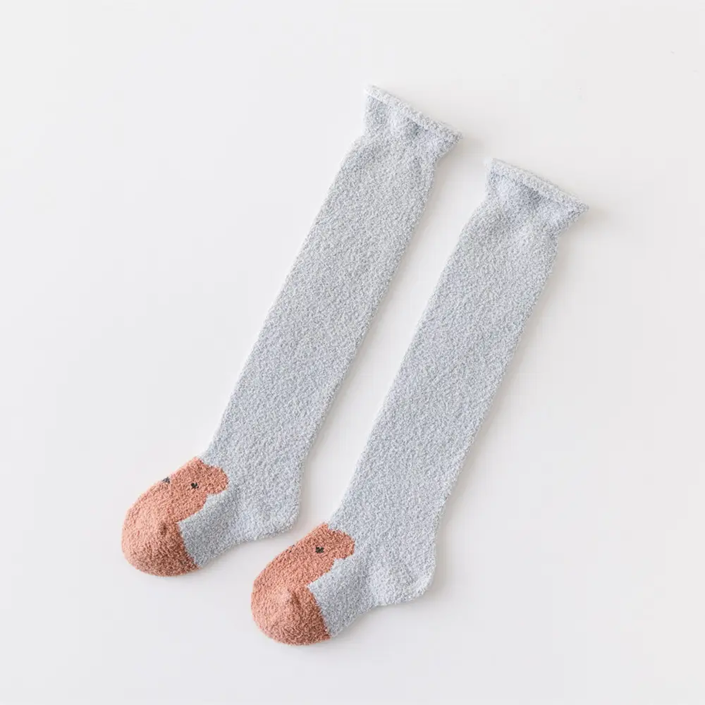 2022 Baby Socks Curling Cartoon Coral Fleece Pink - Image 4