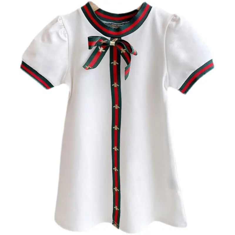 Girls Red Bow Pure Cotton Summer Dress