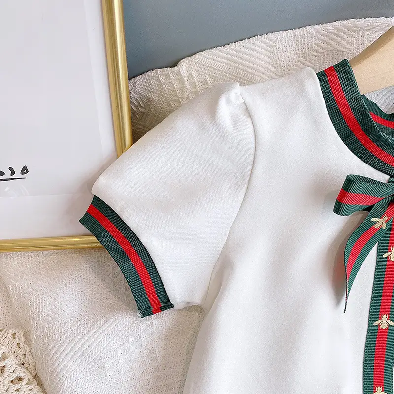 Girls Red Bow Pure Cotton Summer Dress — feature 10