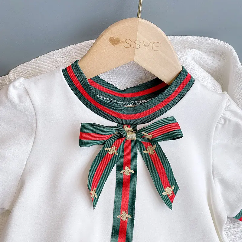 Girls Red Bow Pure Cotton Summer Dress — feature 8