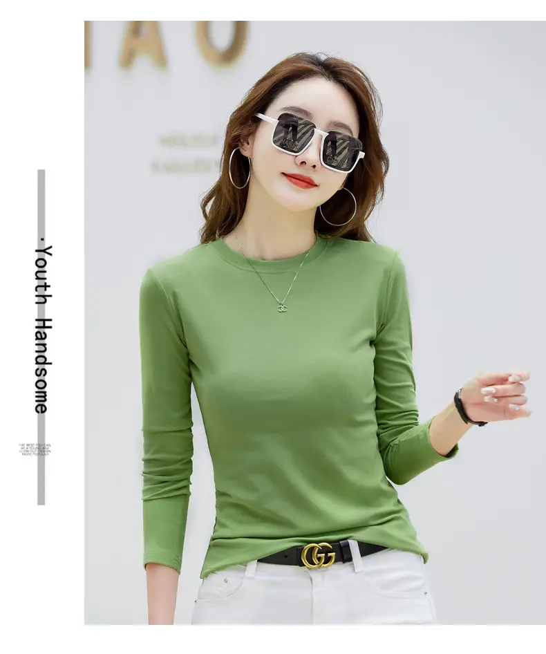 Women's Long Sleeve Solid Pink T-Shirt Large — feature 17