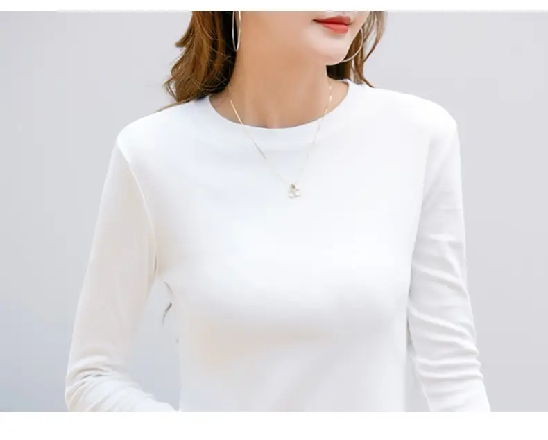 Women's Long Sleeve Solid Pink T-Shirt Large — feature 20