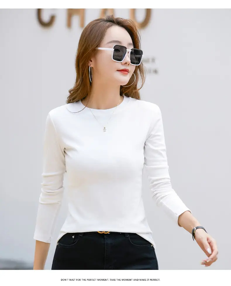 Women's Long Sleeve Solid Pink T-Shirt Large — feature 23