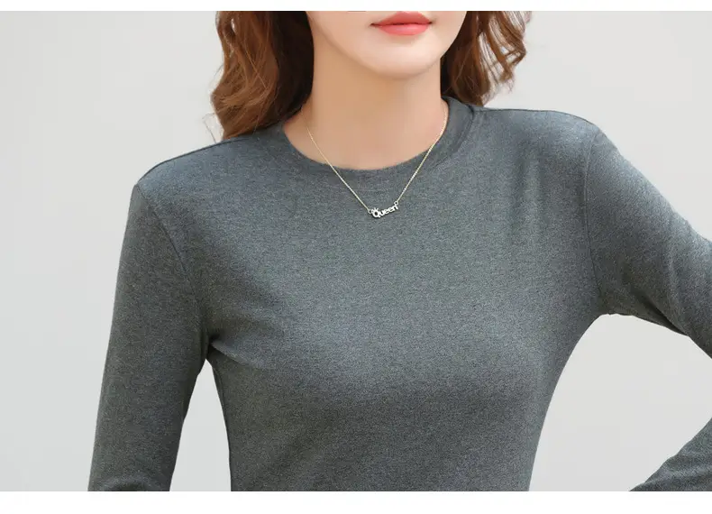Women's Long Sleeve Solid Pink T-Shirt Large — feature 37