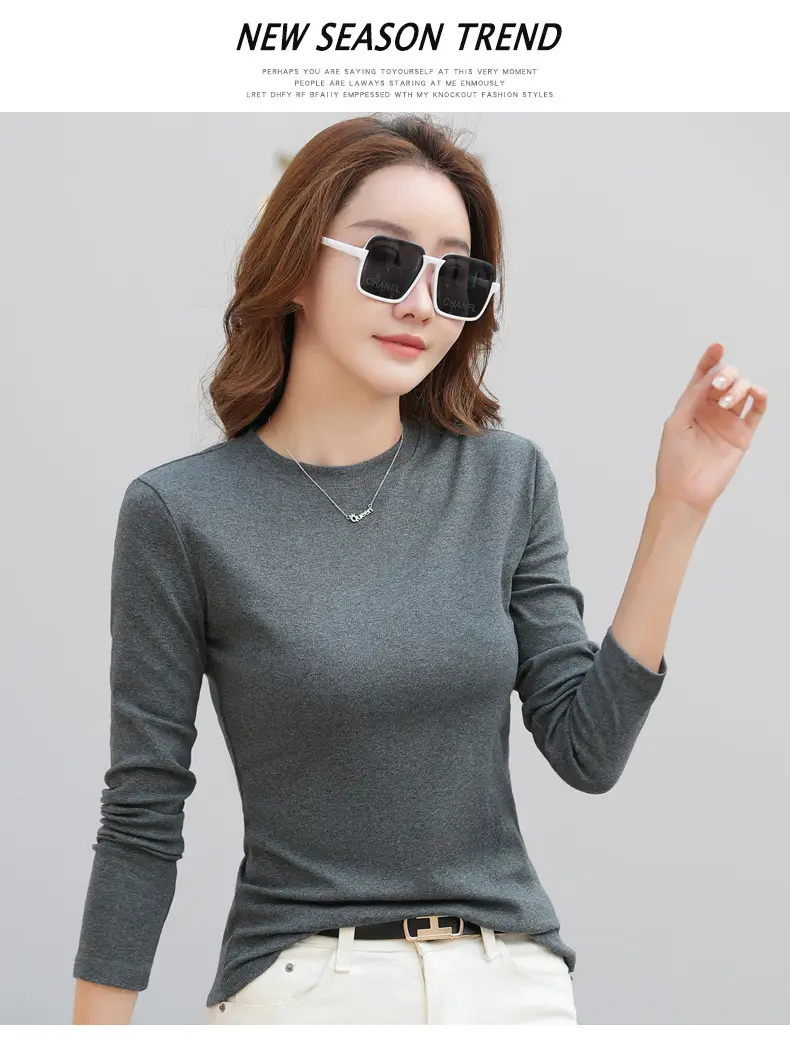 Women's Long Sleeve Solid Pink T-Shirt Large — feature 38